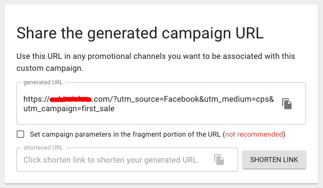 share generated campaign url