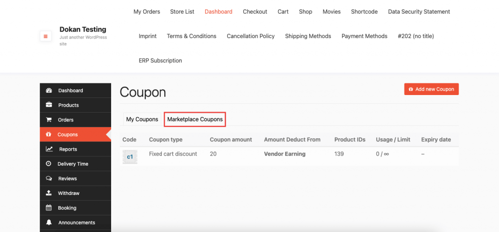 This is an image that shows Marketplace Coupons option