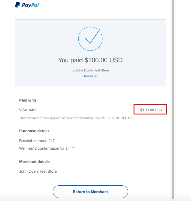 Paypal payment done