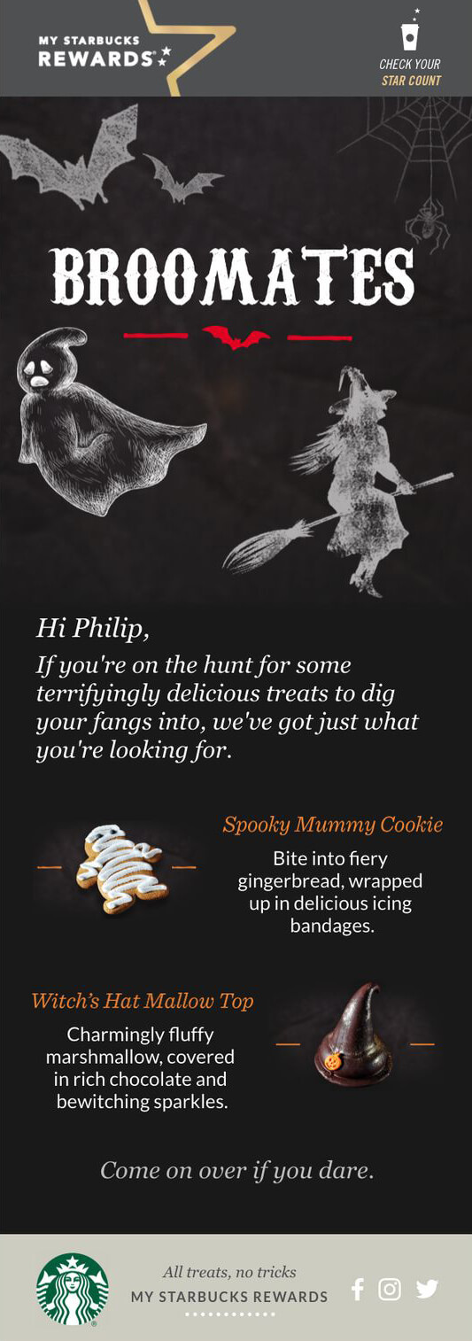 Starbucks halloween marketing ideas for email campaign