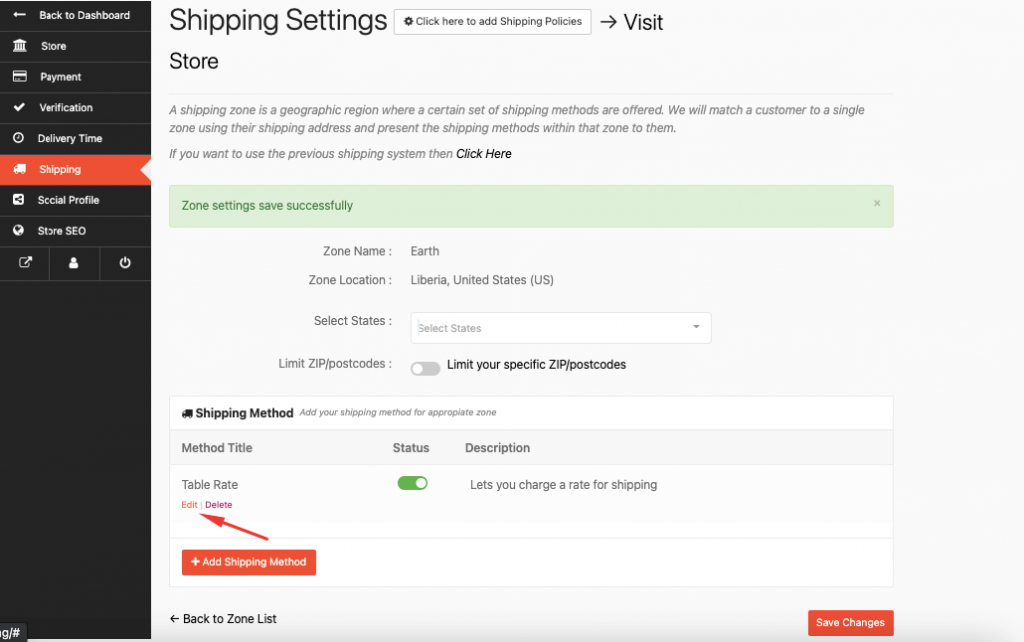 this is a screenshot of edit table rate shipping method_vendor