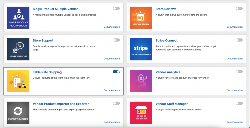 this is a screenshot to enable table rate shipping module