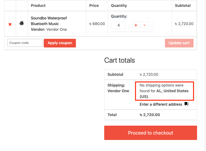 Table Rate Shipping Calculation 