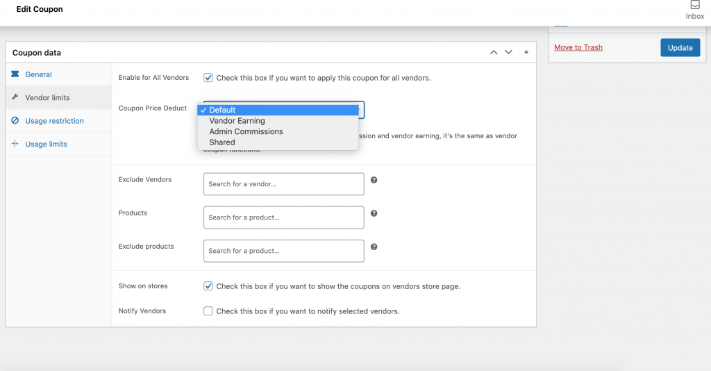 This image shows Coupon Price Deduction option 