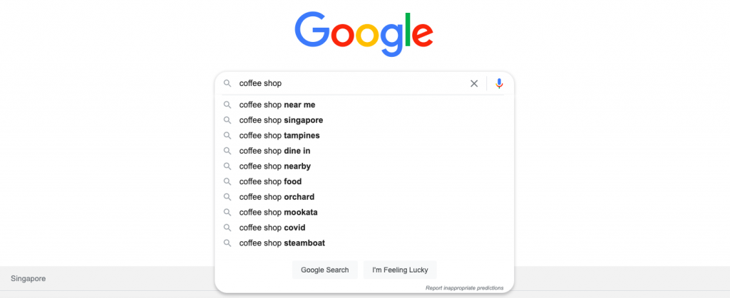 Google suggested local keywords
