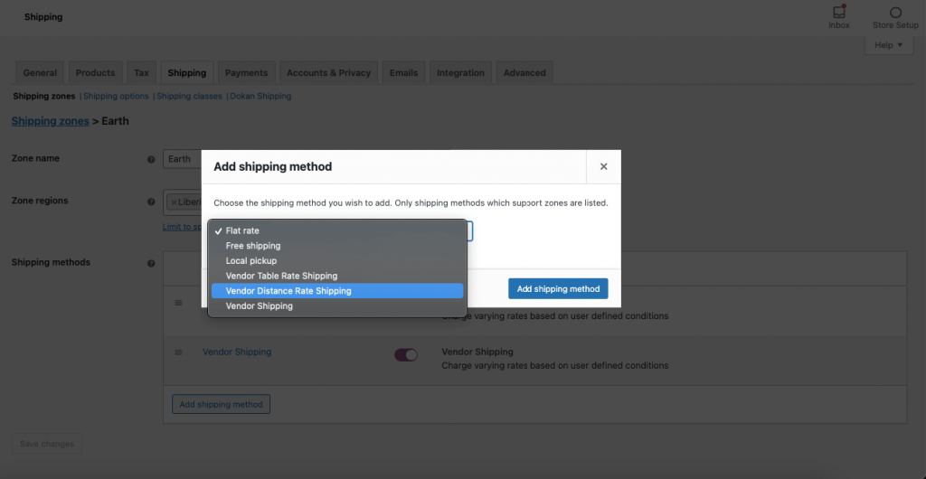 this is a screenshot of  distance rate shipping