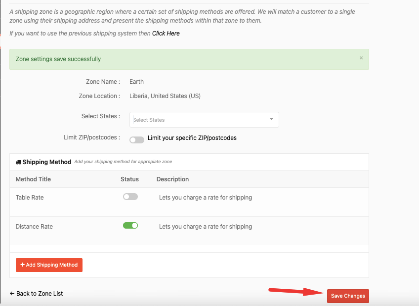 this is a screenshot of  enable shipping method