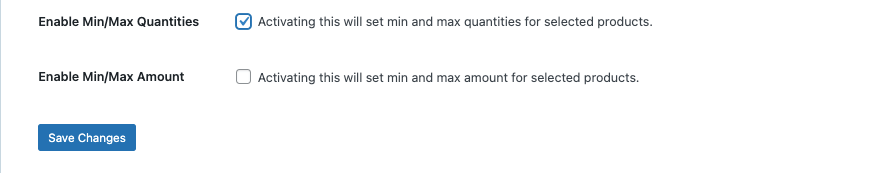 min/max quantity