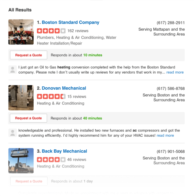 This image shows how to use example yelp results