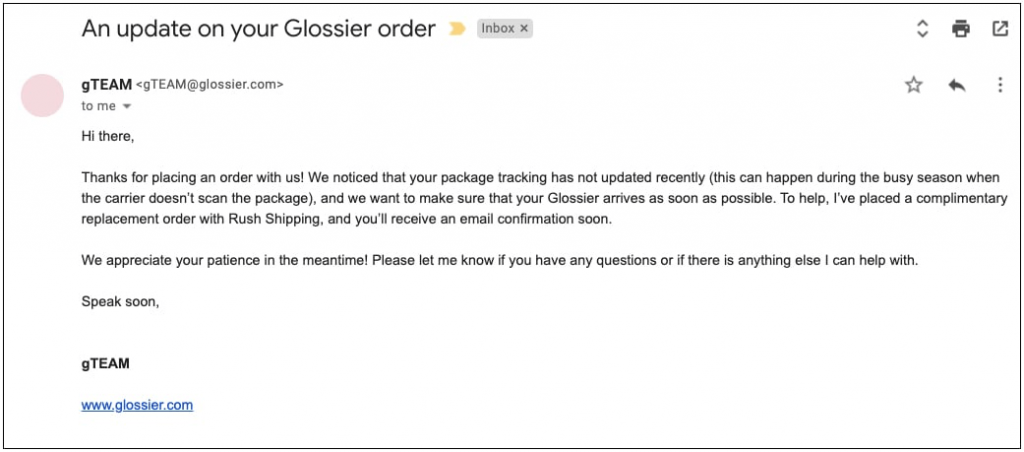 Glossier-Personalized-Customer-Service