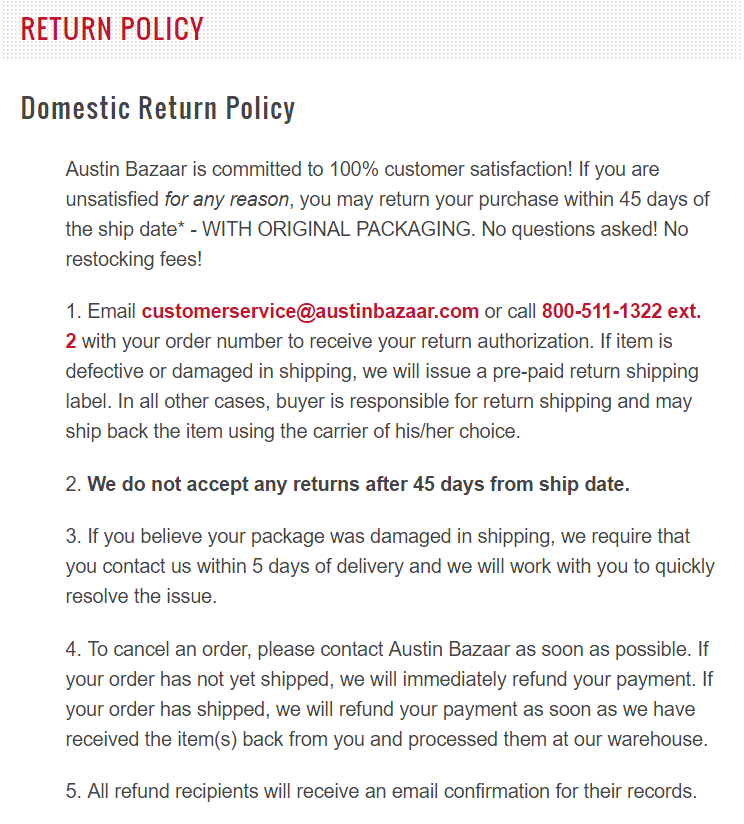 returns-and-exchanges-austin-bazaar how to offer great customer service