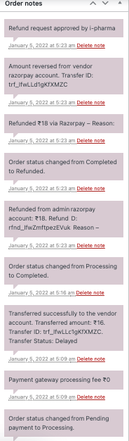 this is a screenshot of refund order notes