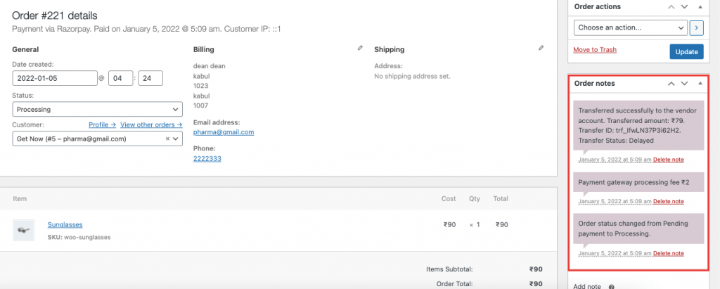 this is a screenshot of split payment first vendor