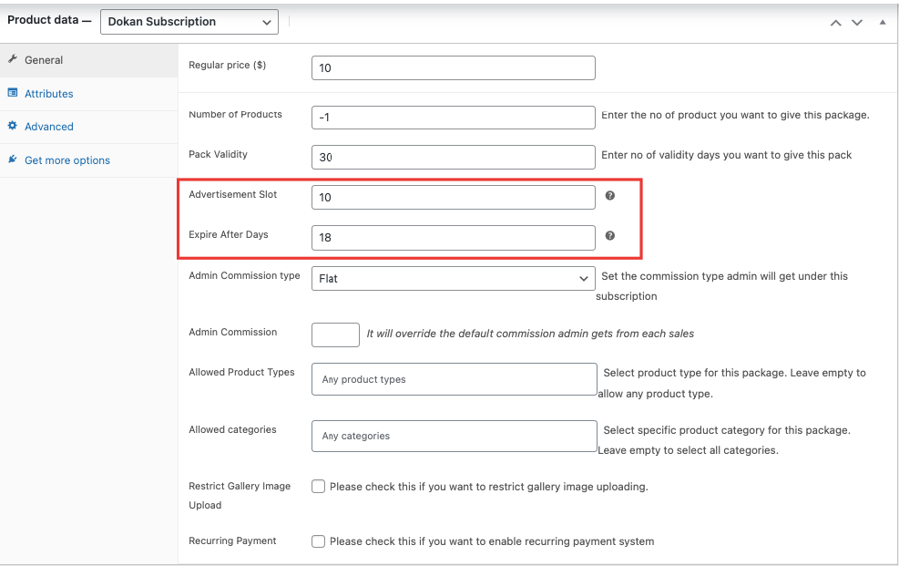 this is a screenshot of subscription slots