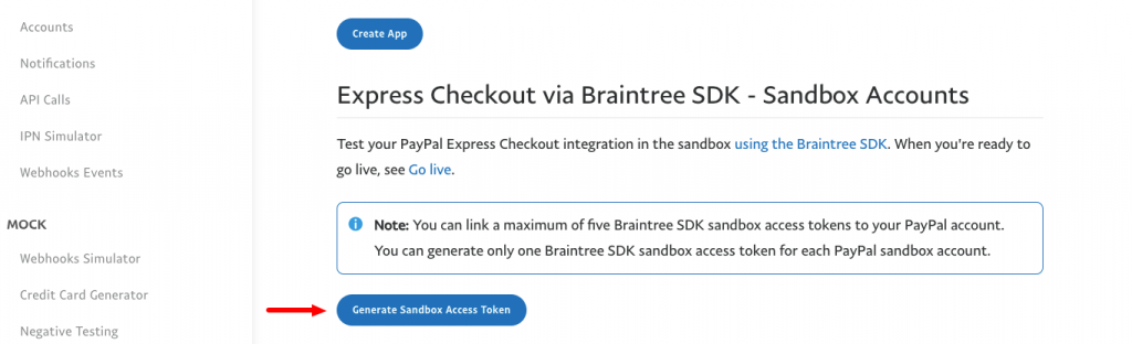 Generate Sandbox access token 