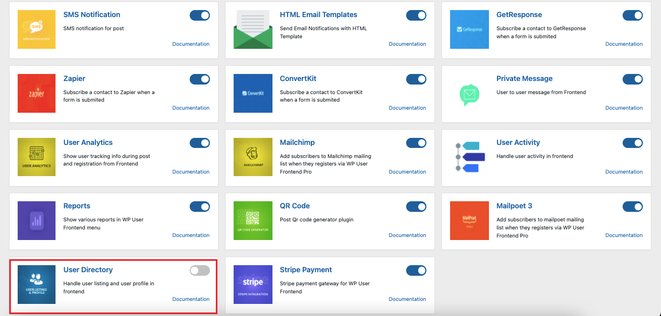 This is a screenshot of the WP User Frontend User directory module_wordpress member directory