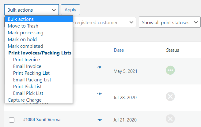 This is the screenshot of the print invoice feature