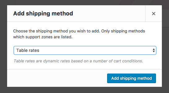 table rate shipping method