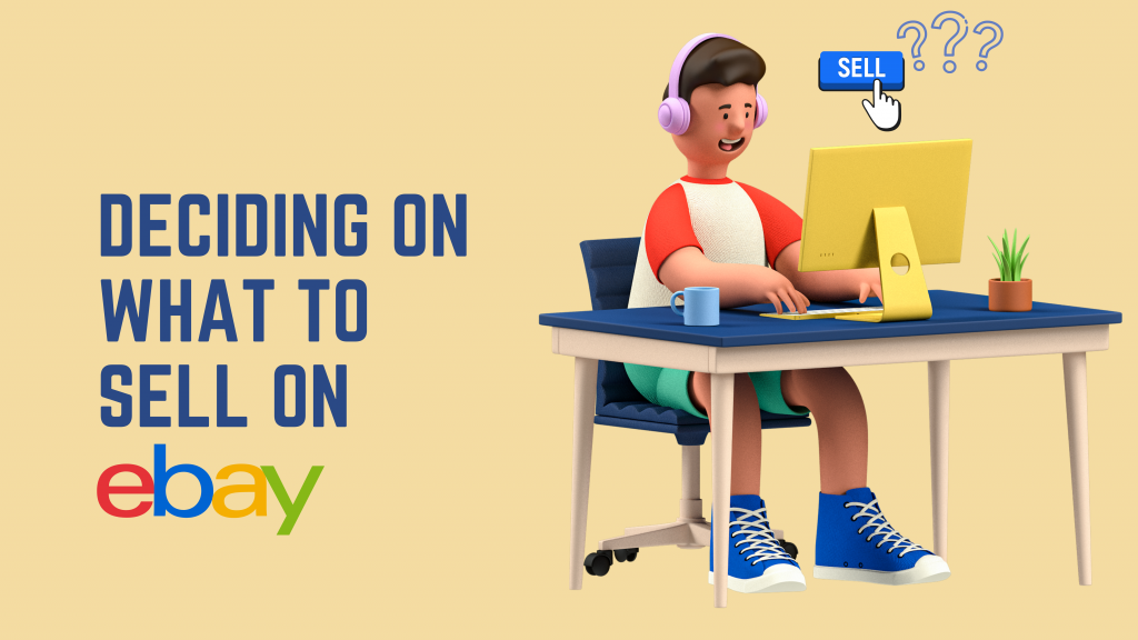 This image is showing a boy is thinking what to sell on eBay