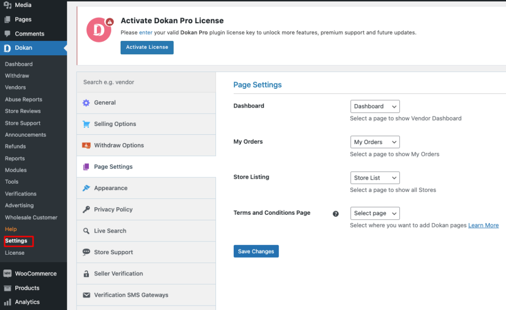 Customize Basic Settings of Dokan