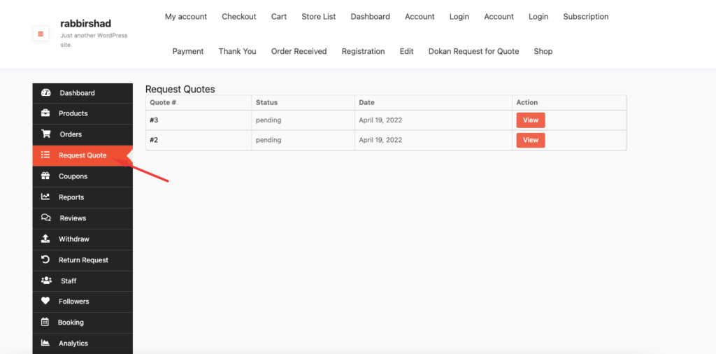 Vendor Dashboard to Manage Quotes