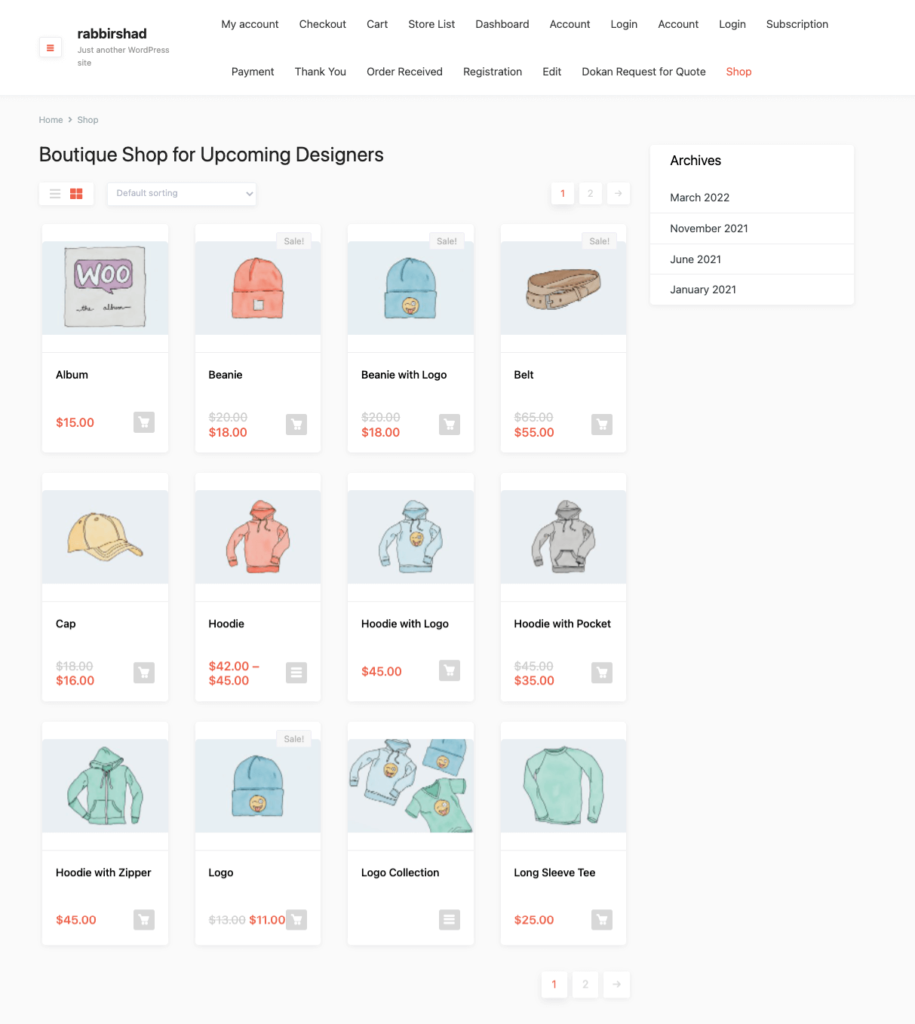 normal WooCommerce product page