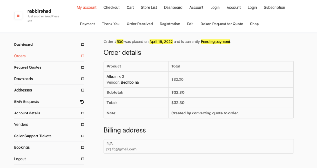 this is a screenshot of order details