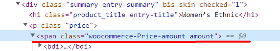 woocommerce price color inspect