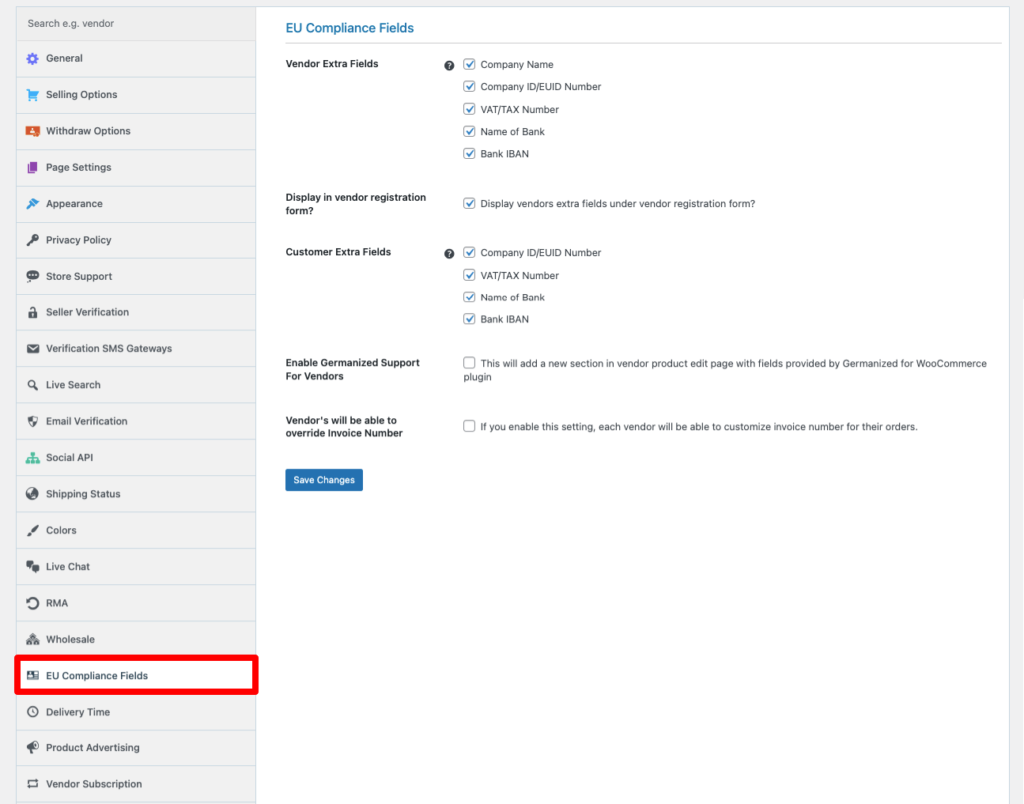 EU Compliance Overview of Dokan settings