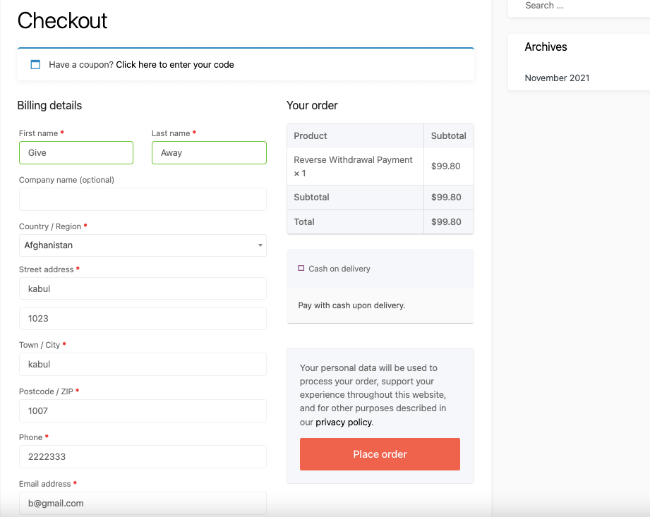 this is a screenshot of the checkout