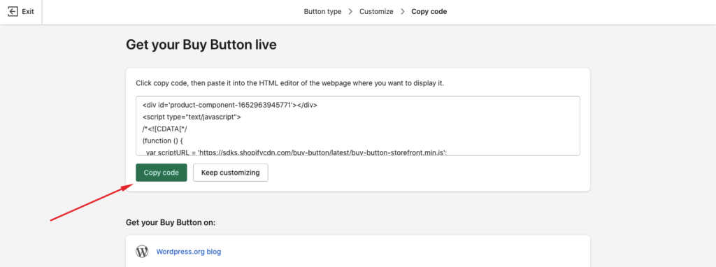 Shopify Buy Button Code Copy