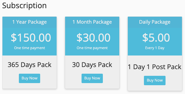 Frontend Look of Your Subscription Pack