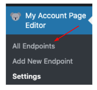 This image shows the My account page editor for WooCommerce