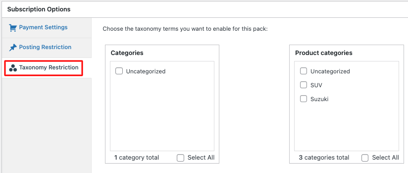 Taxonomy Restriction to manage the category