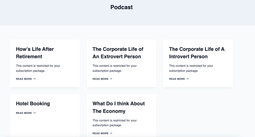 A screenshot of Your published podcast List