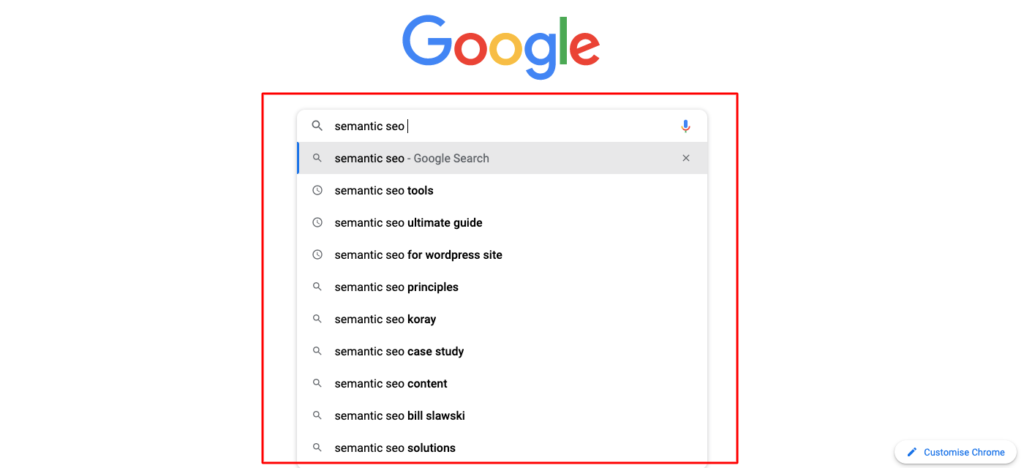 Google suggested keywords list 