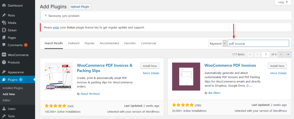 Install WooCommerce PDF Invoices and Packing Slips Plugins