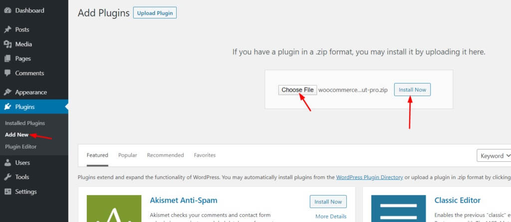 A screenshot showing how to install the plugin amazon product importer 
