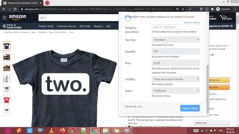 Click the Import Now button to import data into WooCommerce