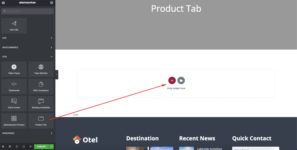 Drag Product tab Widget