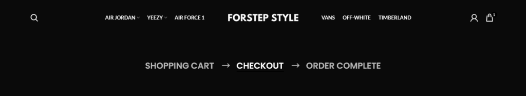 A screenshot on Forstep style checkout process