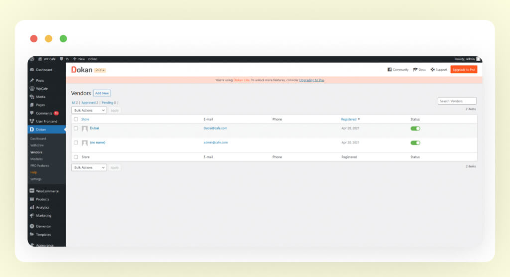A screenshot on add event vendor on your marketplace