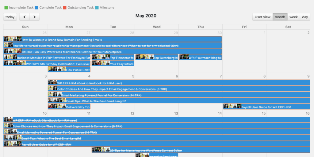 User Interactive Task Calender