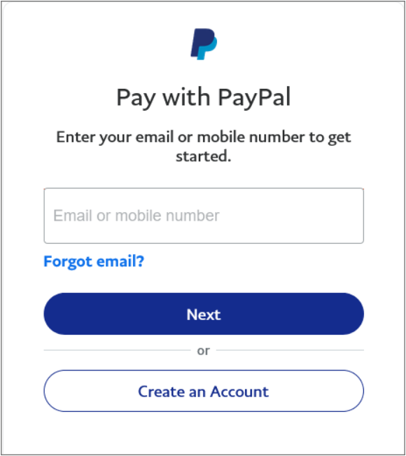 A screenshot on paypal checkout process
