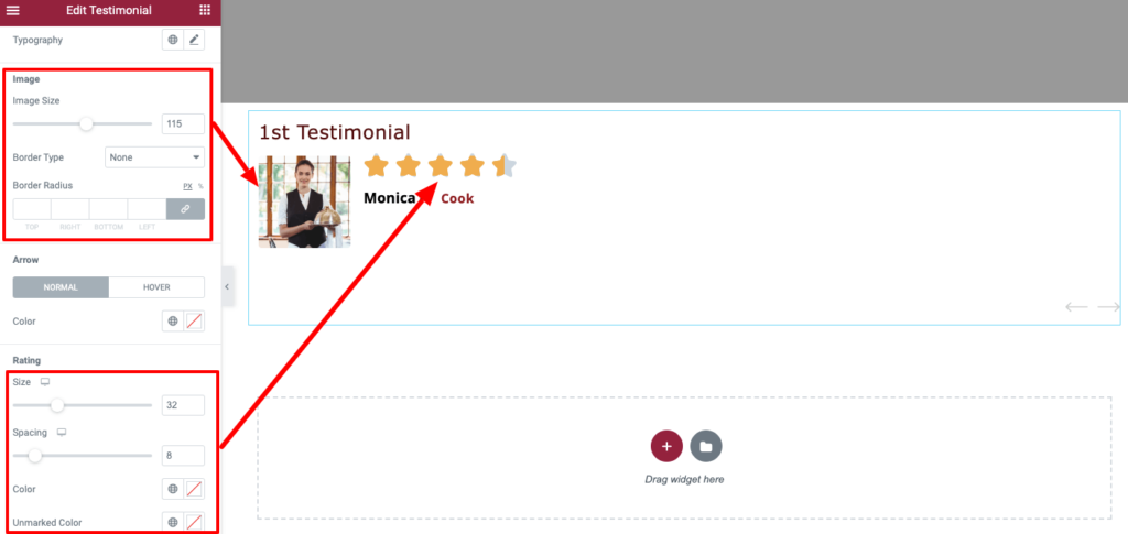 Testimonial style customization 