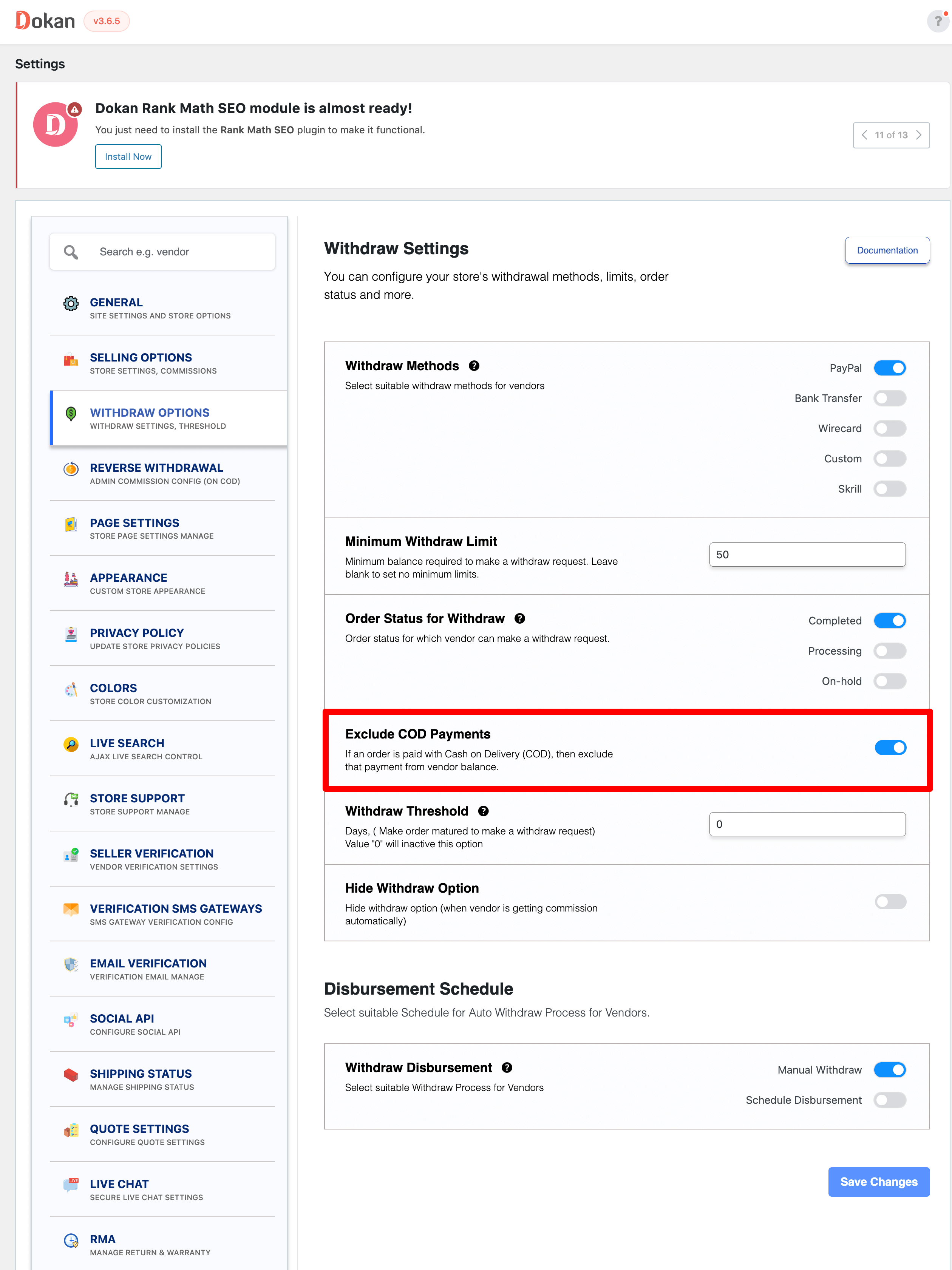 This image shows how to exclude payments