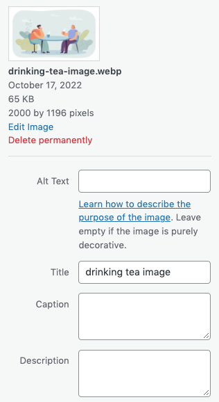 Editing metadata after uploading an image