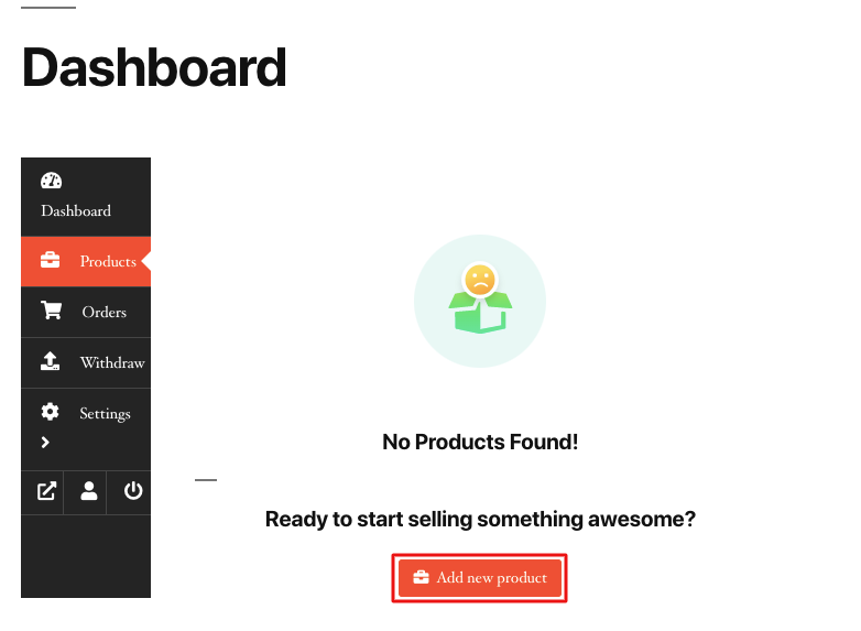 A screenshot to add new product from your Dokan dashboard