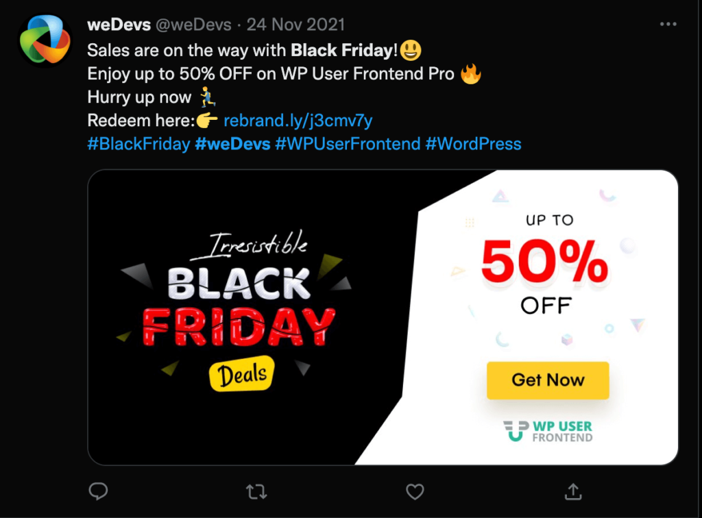 Social promotion example for black friday
