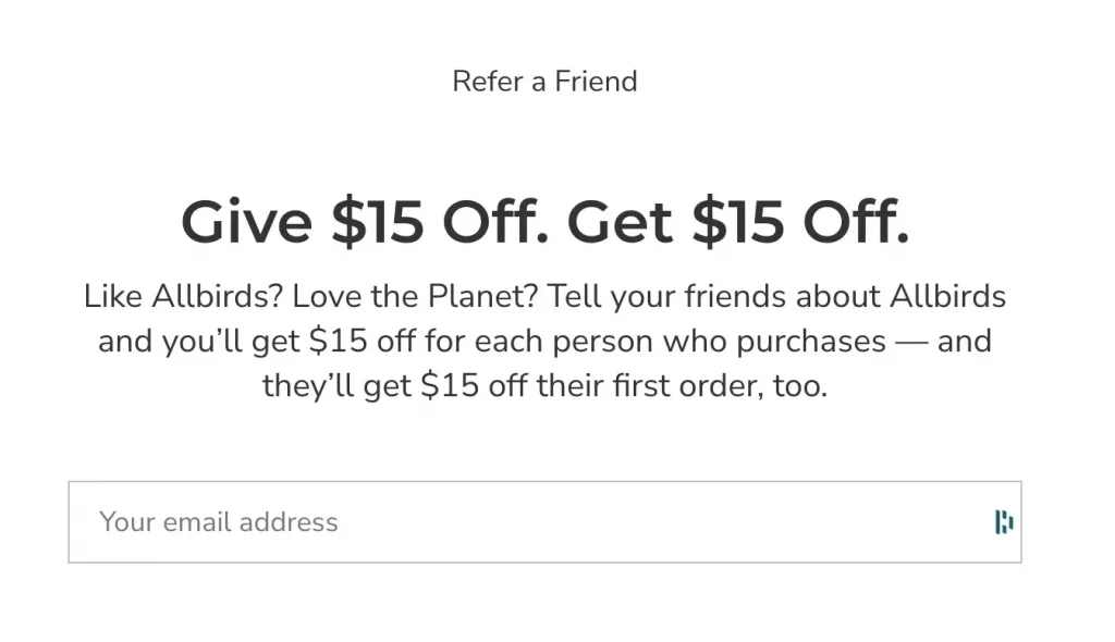 A screenshot of alibirds referral marketing